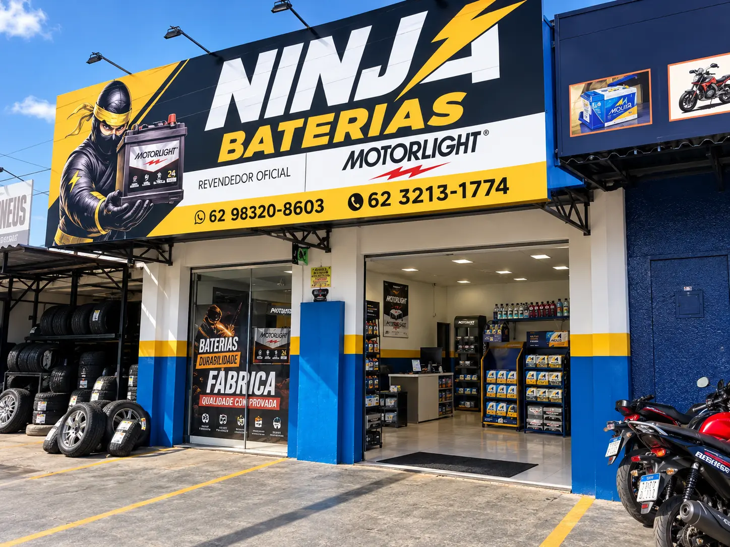 Fachada da Ninja Baterias em Goiânia